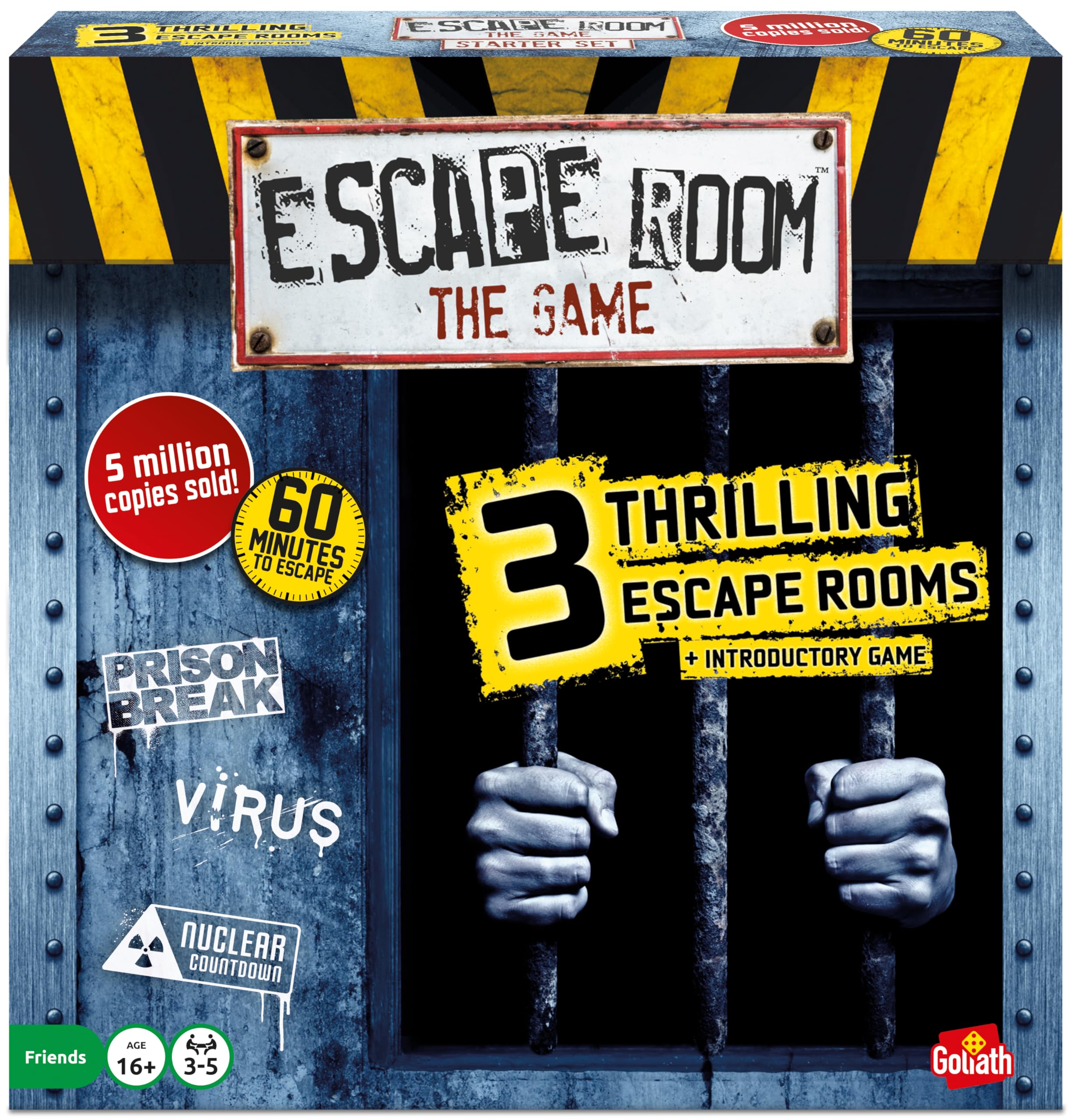Goliath Games Presents: Escape Room - The Game | 3 Thrilling Escape Rooms in Your Own Home! | Board Games for Adults | For 3-5 Players | Ages 16+ | Styles May Vary