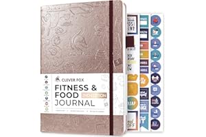 Clever Fox Fitness & Food Journal – Nutrition & Workout Planner for Women & Men – Diet & Gym Exercise Log Book with Calendars, Diet & Training Trackers - Undated, A5 Size, Hardcover (Rose Gold)