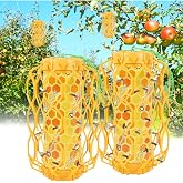 Sancodee 2 Pack Upgraded Wasp Trap Outdoor Hanging, Carpenter Bee and Hornet Catcher, Reusable Yellow Jacket Trap with Bait Reservoir, Bee Killer and Wasp Catcher for Outside (Orange)