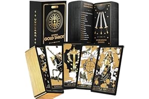 Wyspell Gold Tarot Cards with Guide Book - 78-Card Unique Tarot Deck for Beginners - Gilded Edges & Gold Foil Design - Classic Traditional Tarot Deck