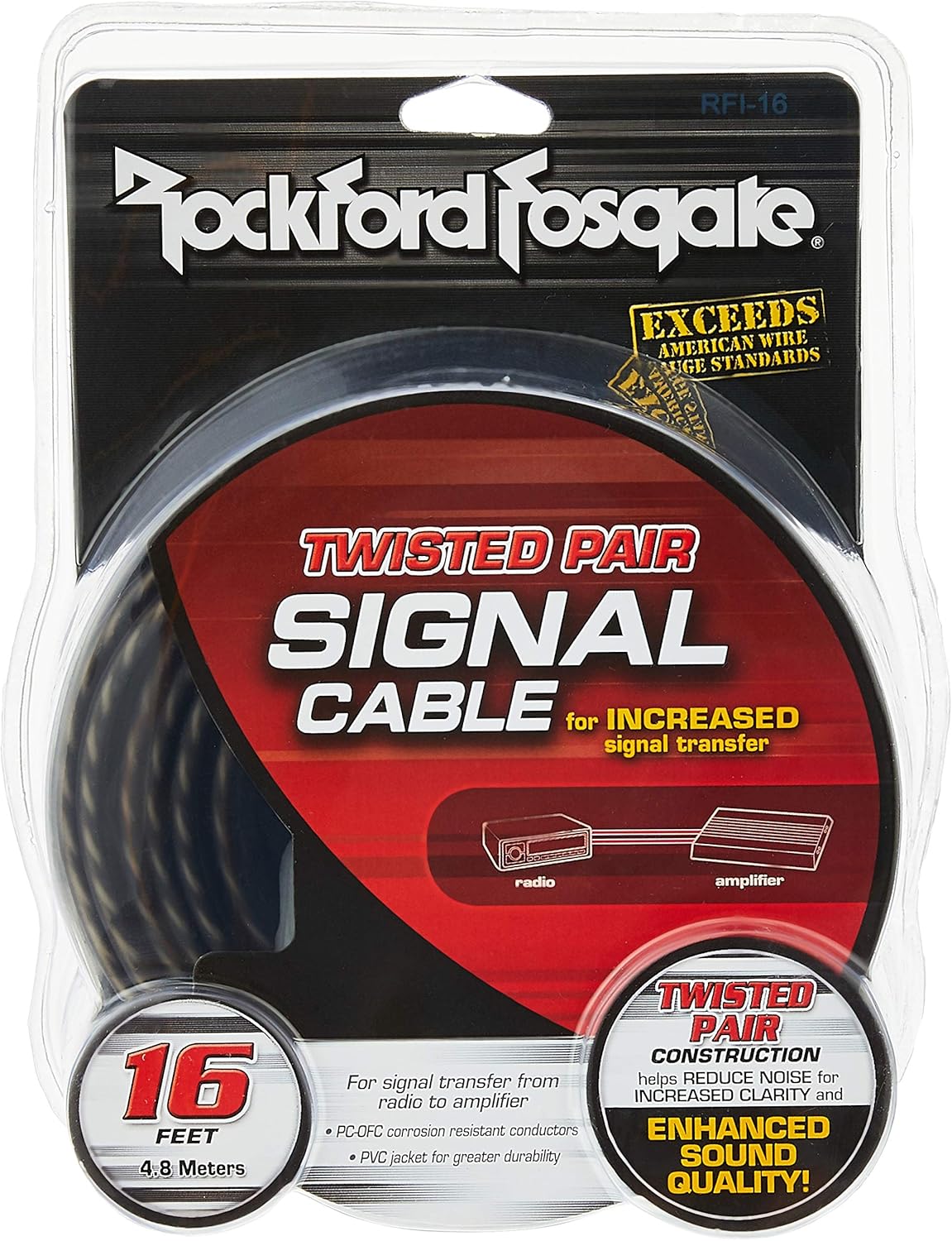 Rockford Fosgate Twisted Pair 20-Feet Signal Cable: Car Electronics