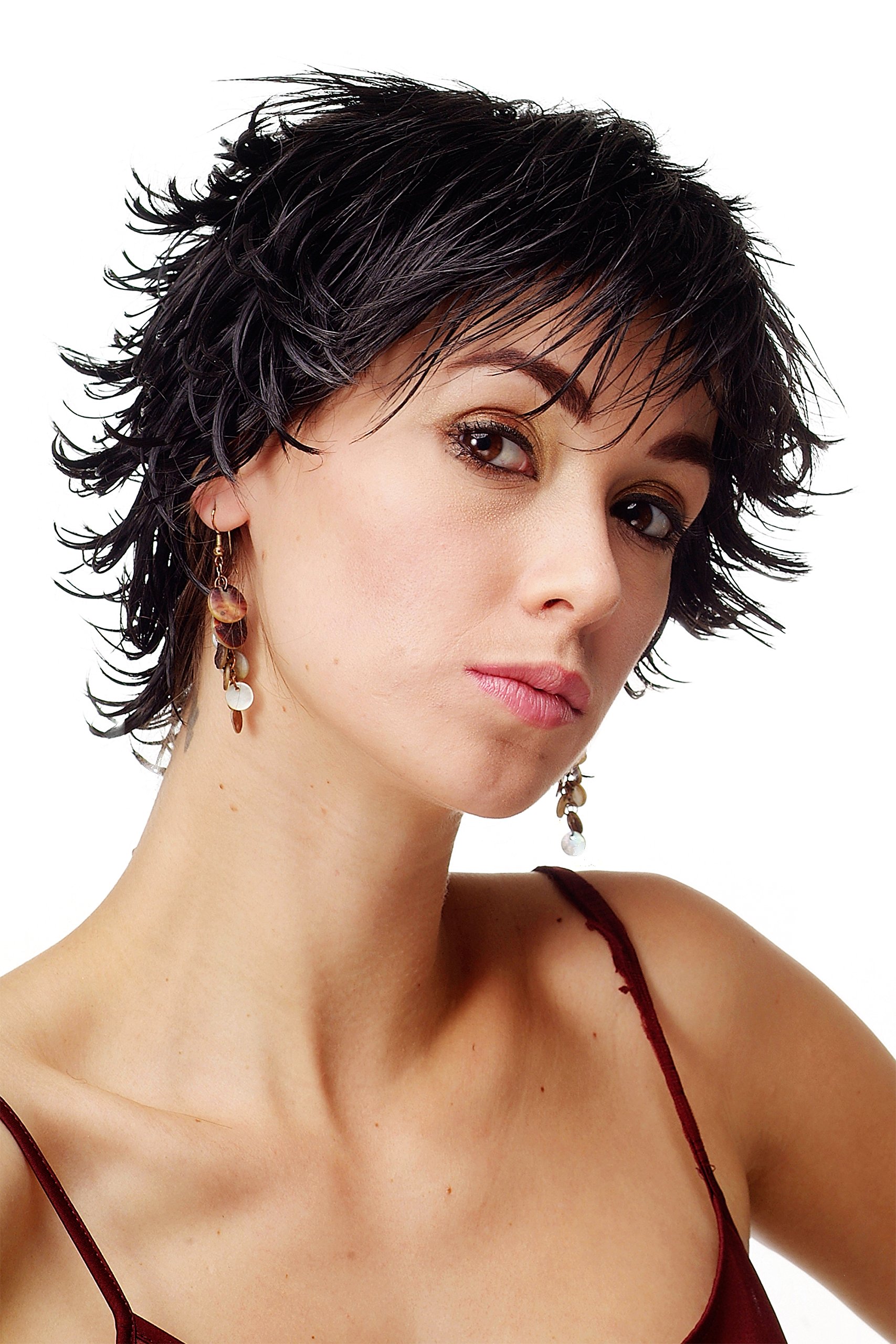 WIG ME UP - DW140-2 Lady Quality Wig short wild & spiky stiffend strands wetlook medium black