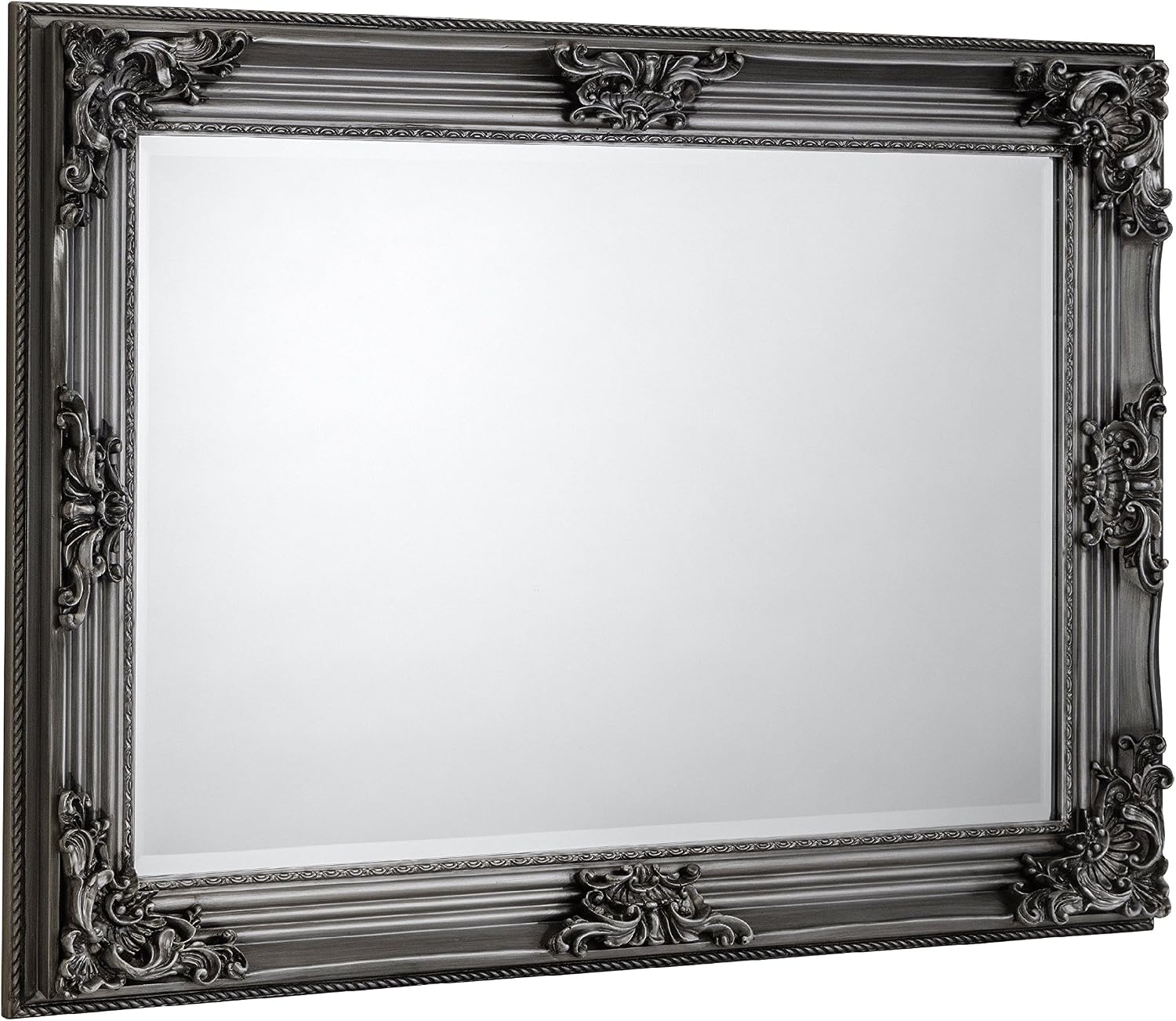 Julian Bowen Rococo Pewter Wall Mirror - Elegant and Ornate Design for Sophisticated Interiors, 80L x 110W cm