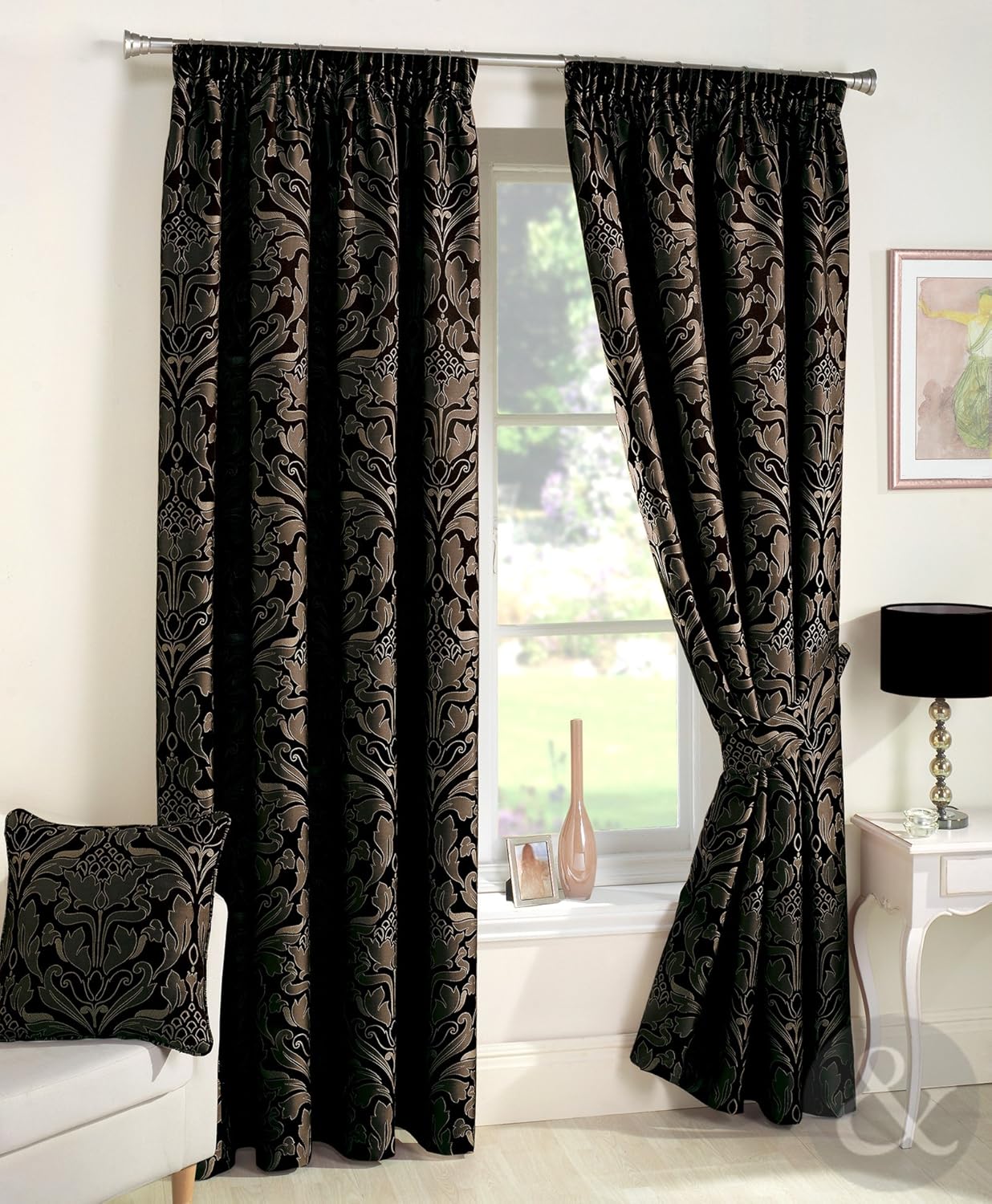 Amazon Com Luxury Jacquard Curtains Heavy Weight Fully Lined