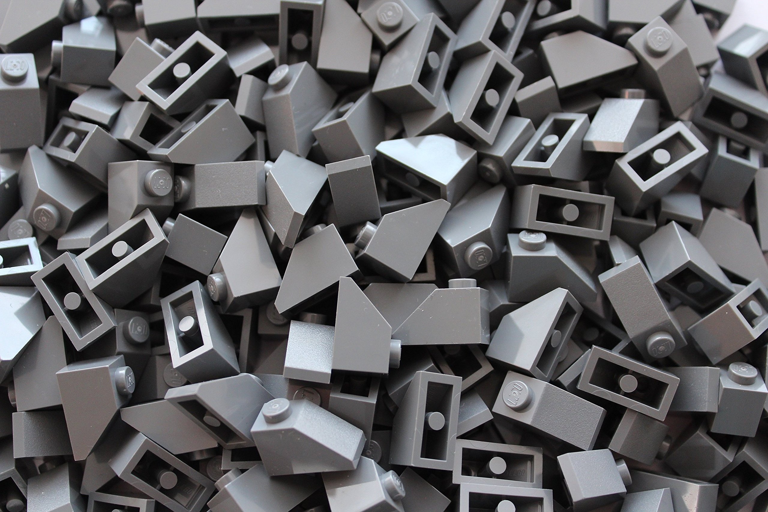 LEGO Bricks: Dark Grey 1x2 Sloped 45 Degrees. Part 3040 (X 50)