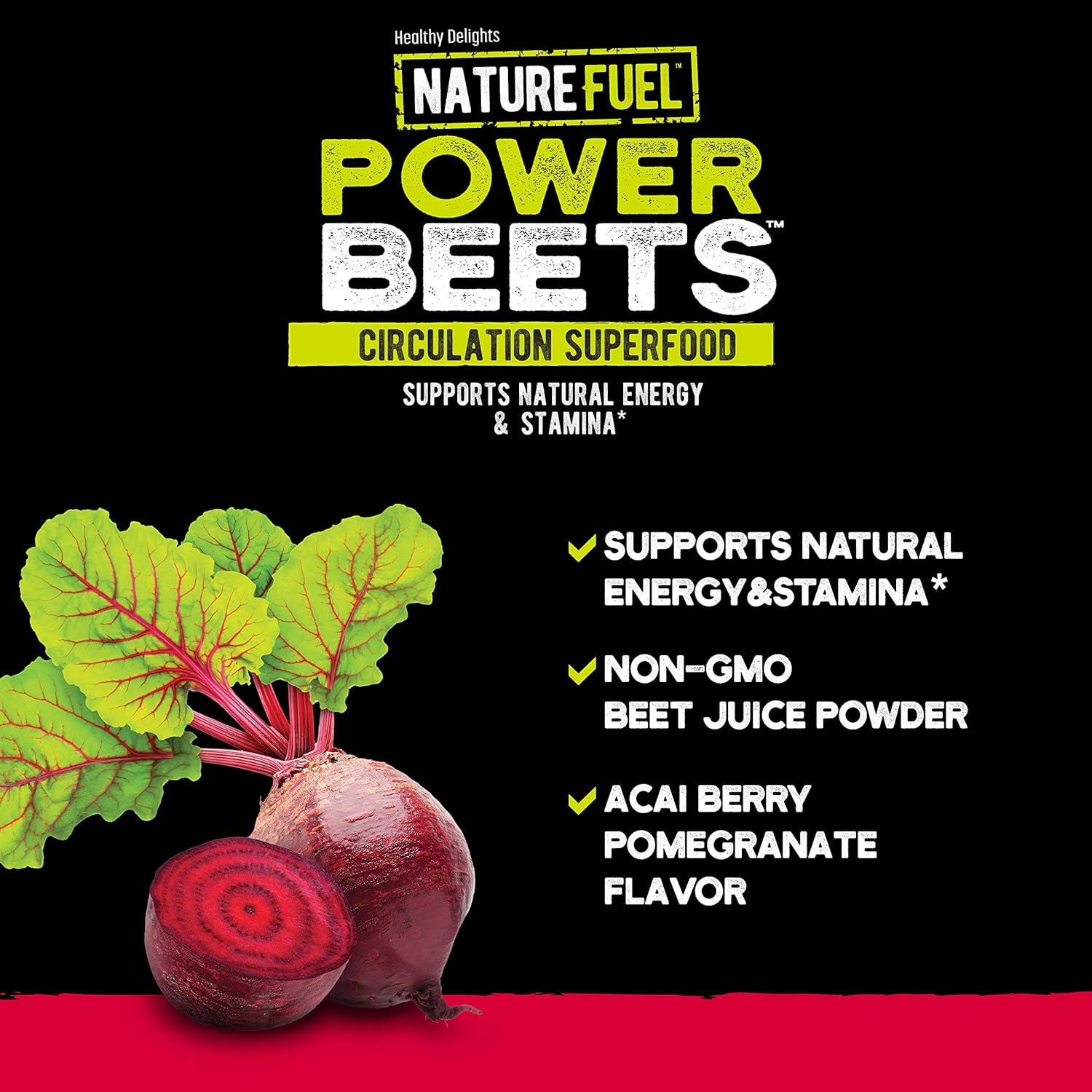 Nature Fuel Power Beets Super Concentrated Circulation Superfood Dietary Supplement – Delicious Acai Berry Pomegranate Flavor – Non-GMO Beet Root Powder, 60 Servings: Health & Personal Care