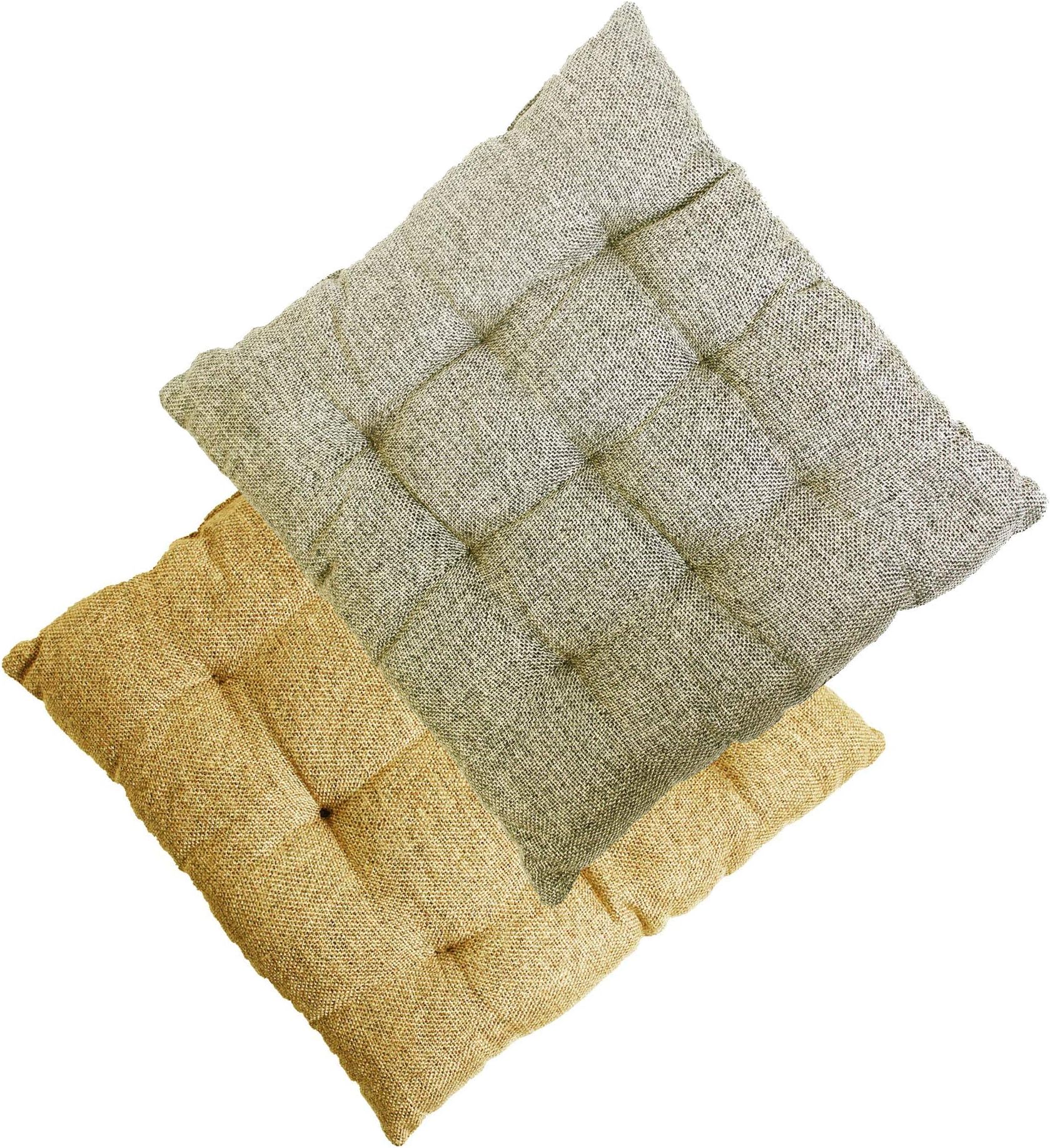 Hiputee Combo Fiber Luxurious and Highly Durable Quality Jute Square Shape Seat/Back Cushion (16"x16", Grey and Dust Brown) - Set of 2.