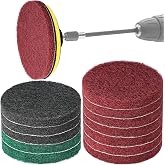5 Inch 15 PCS Scouring Pads Drill Brush Power Scrubber Cleaning Kit | Hook and Loop Scrub Pads Drill Attachment with Accessories for Bathroom Scale Removal, Rust Removal, Metal &amp; Tile Cleaning