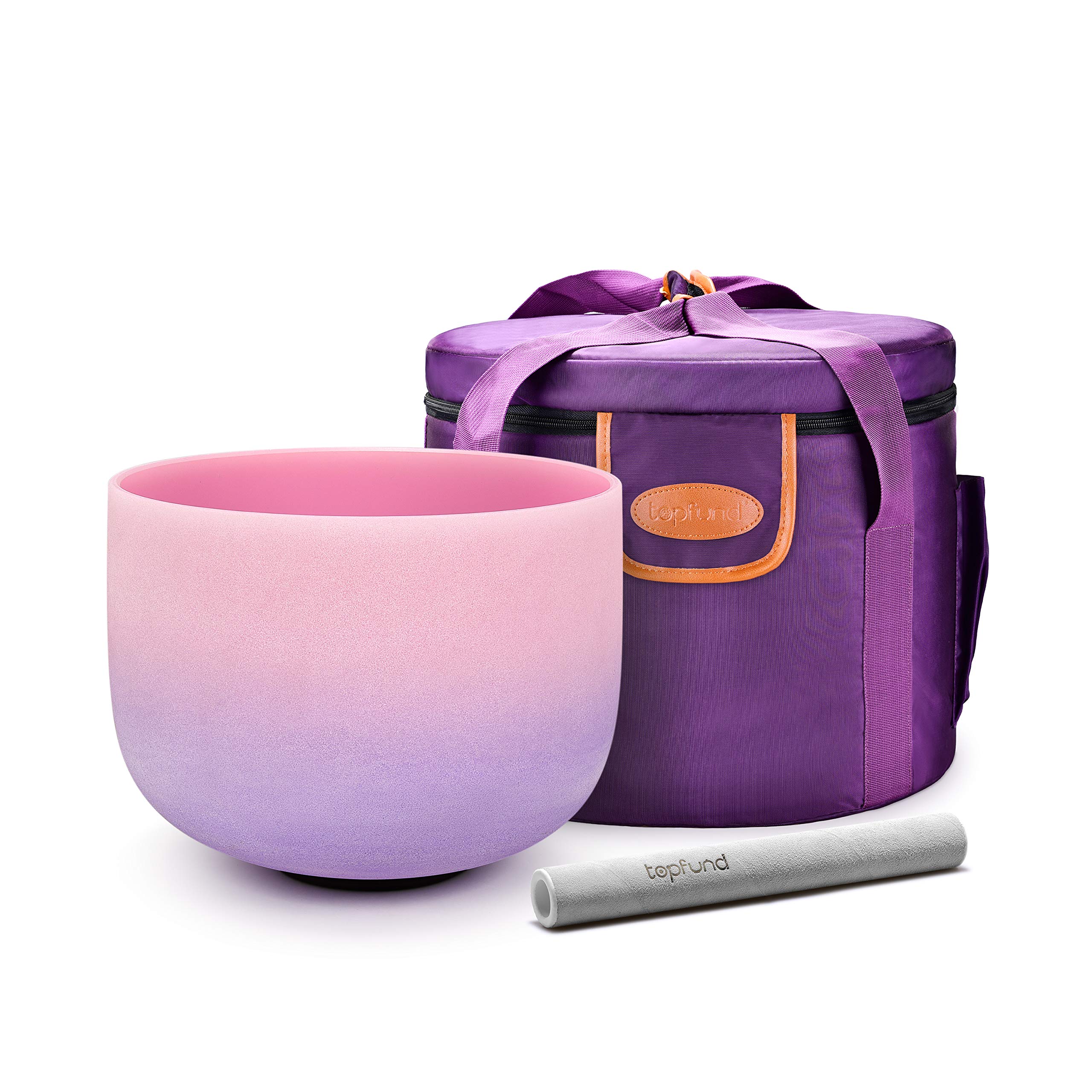 Photo 1 of TOPFUND 10" Pink Purple F Note Crystal Singing Bowl Heart Chakra with Heavy Duty Carrying Case and Suede Mallet