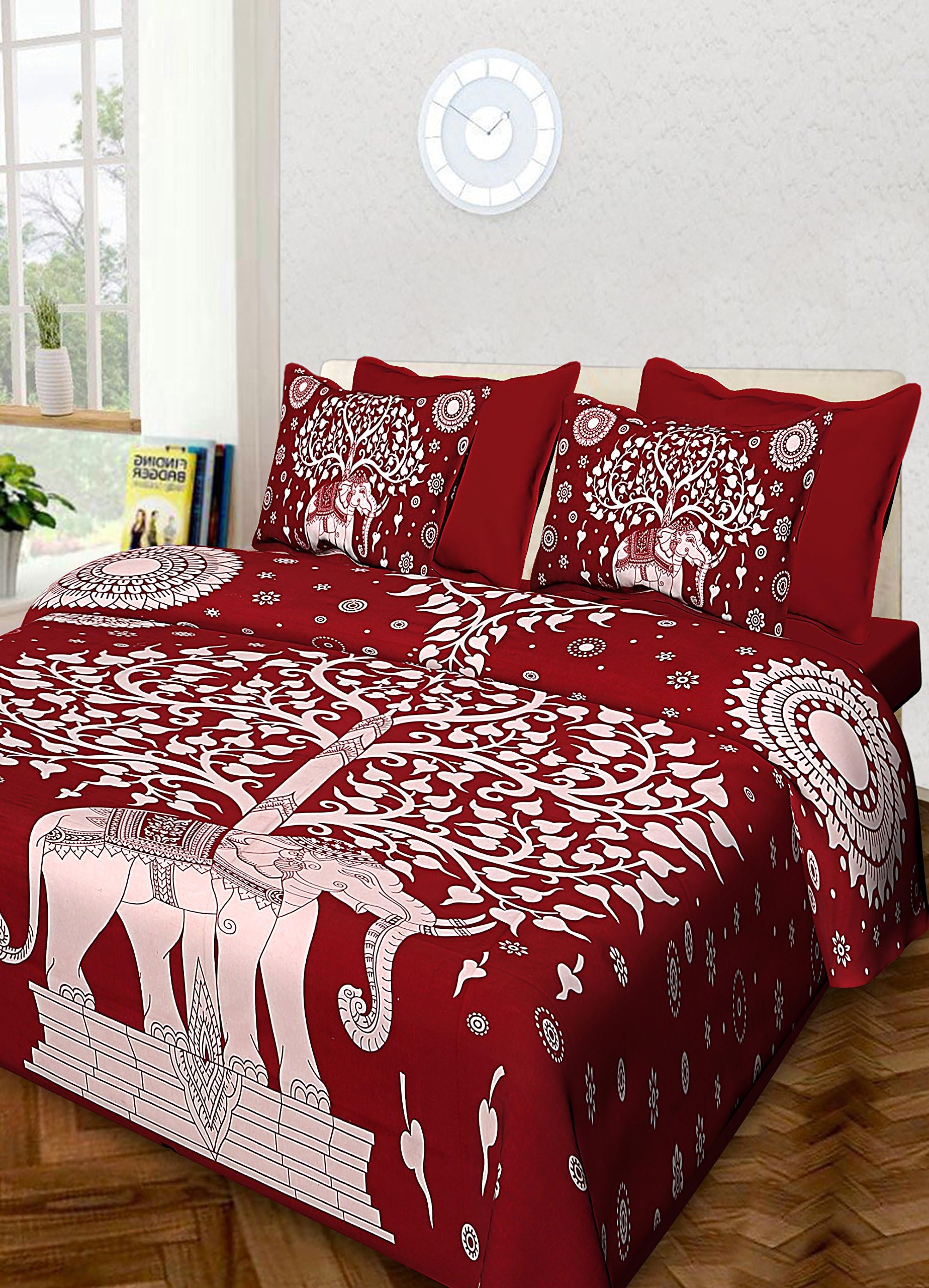 Suraaj Fashion Jaipuri and Rajasthani Tradition 144 TC Cotton Double Bedsheet with 2 Pillow Covers