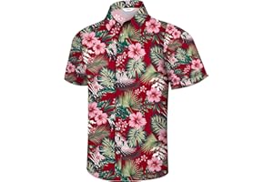 MIZVSITRD Hawaiian Shirt for Men, Tropical Shirts Casual Summer Button Down Short Sleeve Floral Shirt Vacation Outfits Cruise Shirt