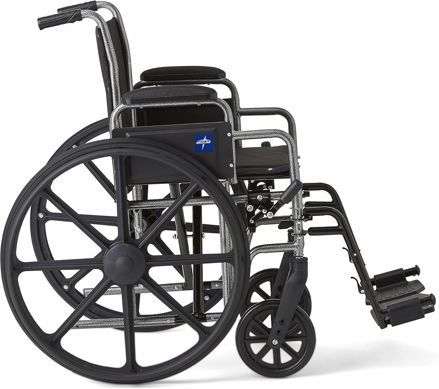 Medline Strong and Sturdy Wheelchair with Desk-Length Arms and Swing-Away Leg Rests for Easy Transfers, 18” Seat: Health & Personal Care