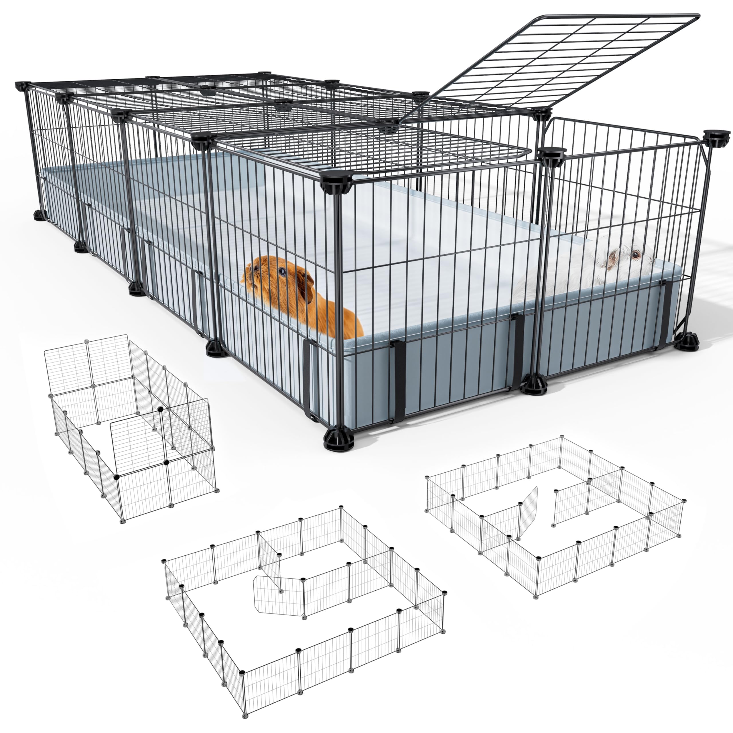 Photo 1 of **MISSING PARTS**BUCATSTATE Guinea Pig Cages 20 Panels, Rabbit Cage Indoor with Waterproof Mat, Small Animal Playpen with Door for Guinea Pigs, Bunny, Hedgehogs, Chickens, Chinchillas (56" L x 24" W x 12" H)