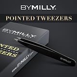 By MILLY Pointed Tweezers High Carbon Stainless Steel Precision Tip view 3