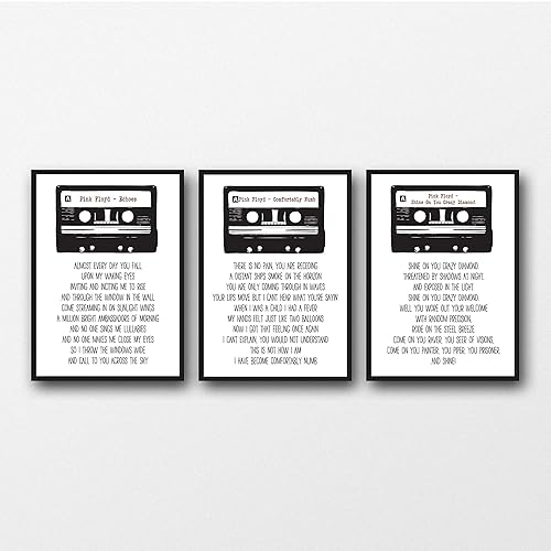 Set Of 3 Pink Floyd Lyrics Unframed Prints Amazon Co Uk Handmade amazon co uk