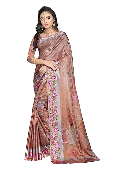R k maniyar creation Womens Pure Silk Saree with Weaving Butti and Satin Borders with Semi-Stitched Blouse Piece (Multicolour)