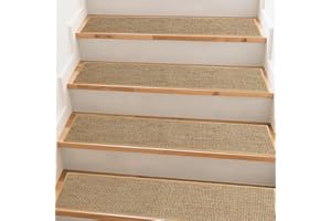 Stair Treads Non Slip Indoor 15 Pack, Stair Runners for Wooden Steps, Reusable Indoor Carpet Stair Mat, Peel and Stick Stair 