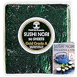 Sushi Nori Seaweed Sheets - (Baked End May 2021) - S. Korea Family Farm (50 Full Sheets) Top Grade (Gold), Nori e-Book