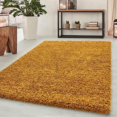 Abaseen Shaggy Rug 60x110 cm Modern Thick Pile Non-Slip Gold