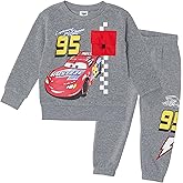 Disney Cars Boys’ Lightning McQueen Crewneck Sweatshirt and Jogger Pants Set with Cargo Pocket