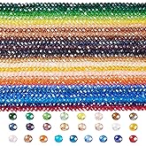 KISSITTY 2825pcs Faceted Rondelle Glass Beads 6mm Electroplate Crystal Beads Bulk for Jewelry Making Bracelet Necklace Earring DIY Crafts Women Accessories 25 Colors