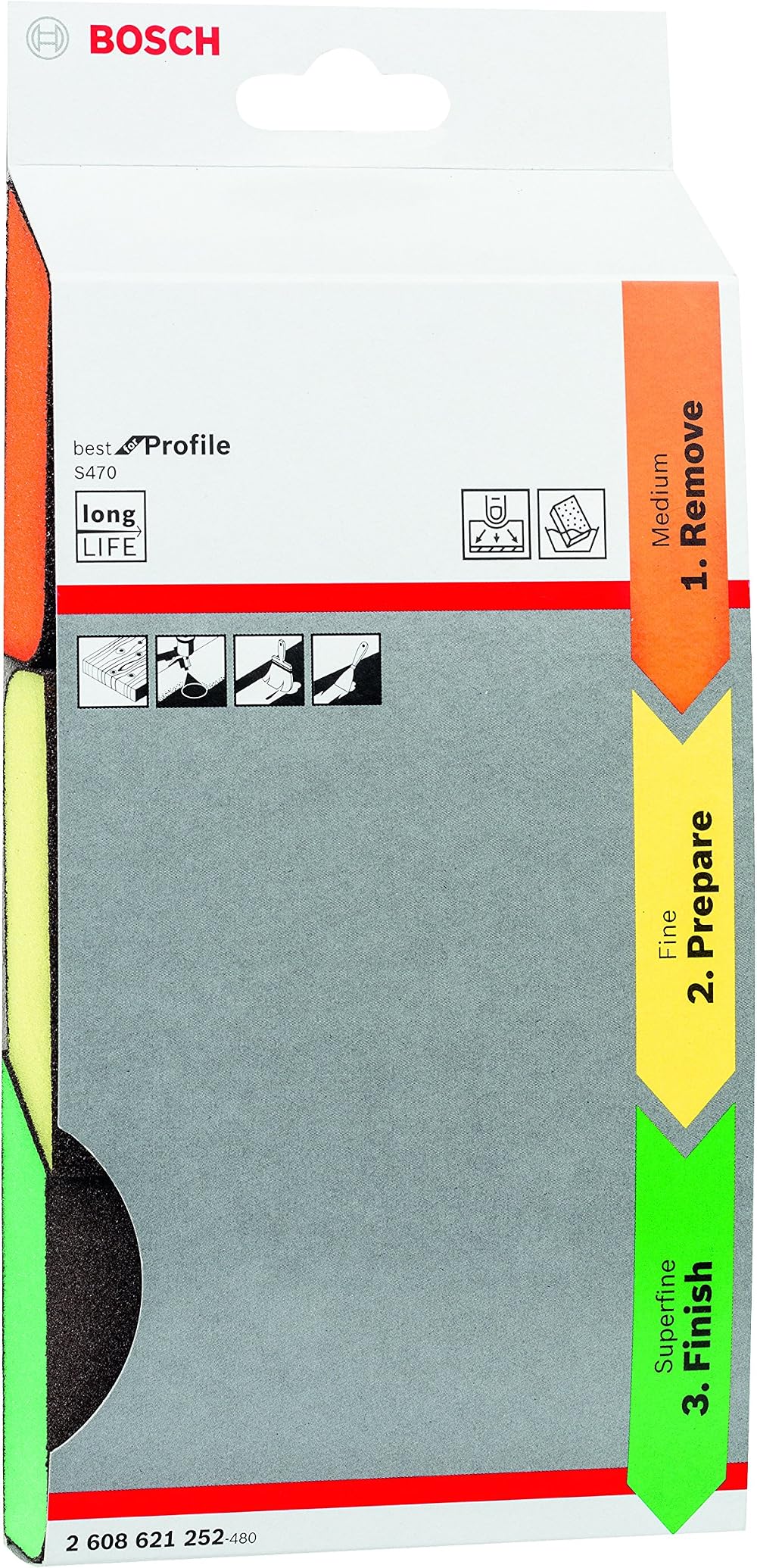 Bosch 3-piece Sanding Sponge S470 Profile Set 69x97x26mm Hand Sanding