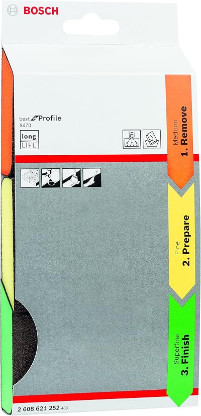 Bosch 3-piece Sanding Sponge S470 Profile Set 69x97x26mm Hand Sanding
