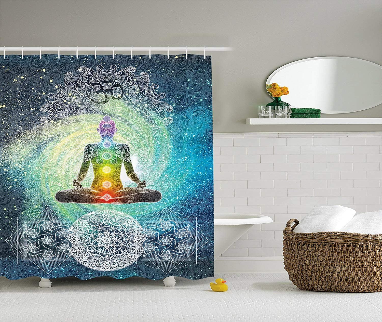 Afagahahs Mandala Shower Curtain Bohemian Yoga Zen Decor by Mandala Design Zen Meditation Hippie Style with Chakra Art…