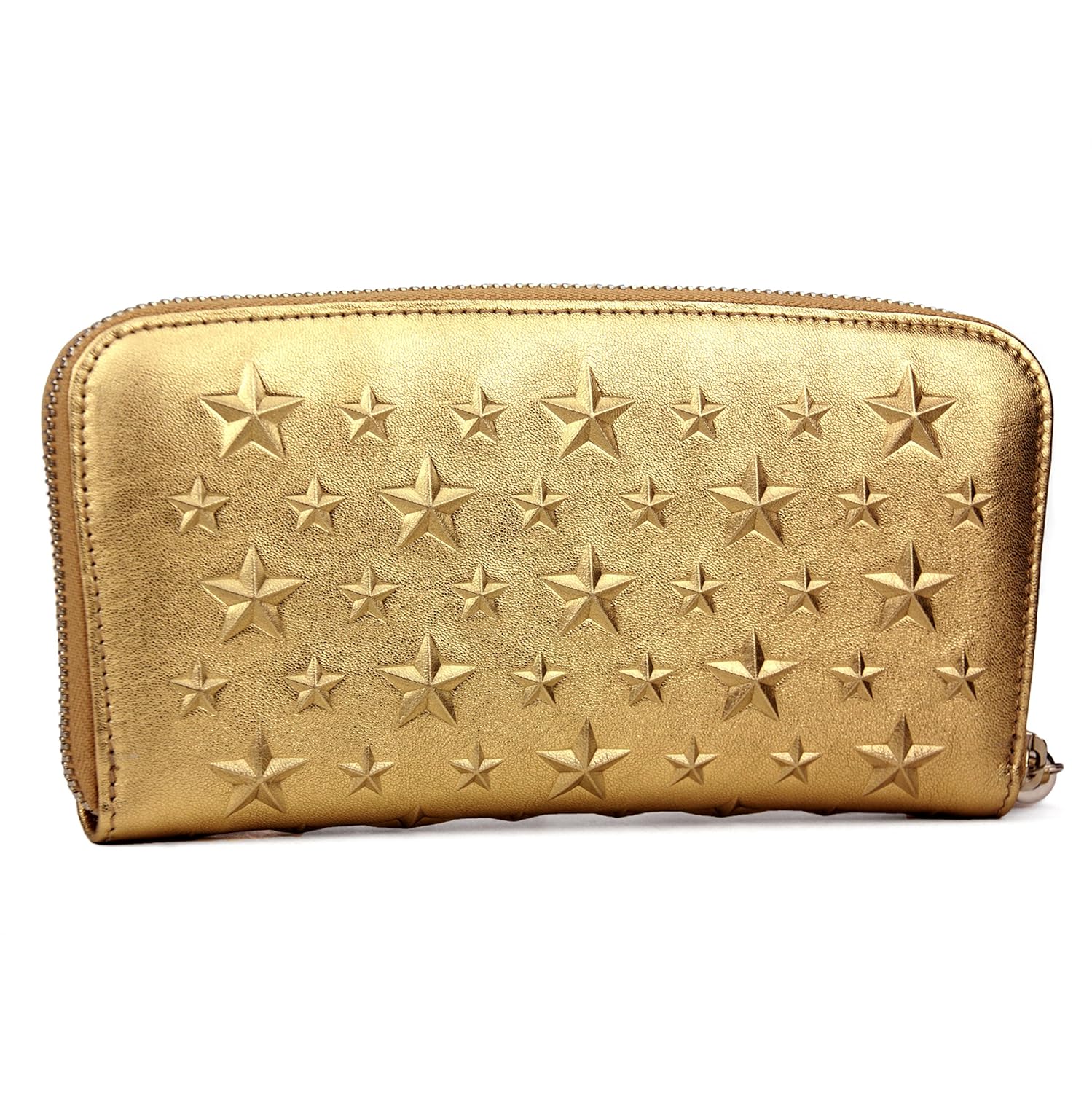 並行輸入品 Jimmy Filipa Choo Gold レザー B0746dz6qp ラウンドファスナー Ebn ジミーチュウ 長財布 ゴールド エンボス スター 財布 財布 日本限定モデル Rumble Media