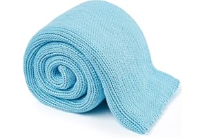 Guohaoi Knitted Weighted Blanket(Blue 50"x60" 5lbs),Home Décor Cooling Throw Blanket for Hot Sleepers,Hand Made Chunky Knit Heavy Blanket Use on Twin Size Bed