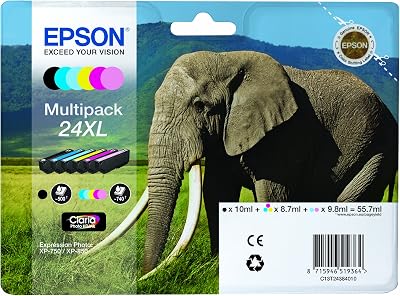 Epson 24XL Elephant 6 Colour Multipack Ink Cartridge T2438 for Expression Photo