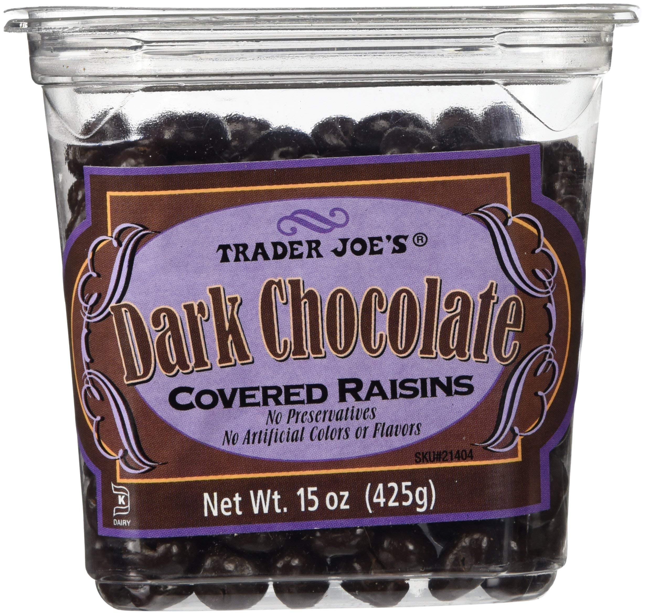 Trader Joes Dark Chocolate Covered Raisins, 2 Pack