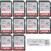 SanDisk 32GB Ultra SDHC 120MB/s SDSDUN4-032G (10 Pack) SD Card Bundle | with (1) GoRAM USB 3.0 Reader &ndash; U1, C10, Full HD, Camera Card