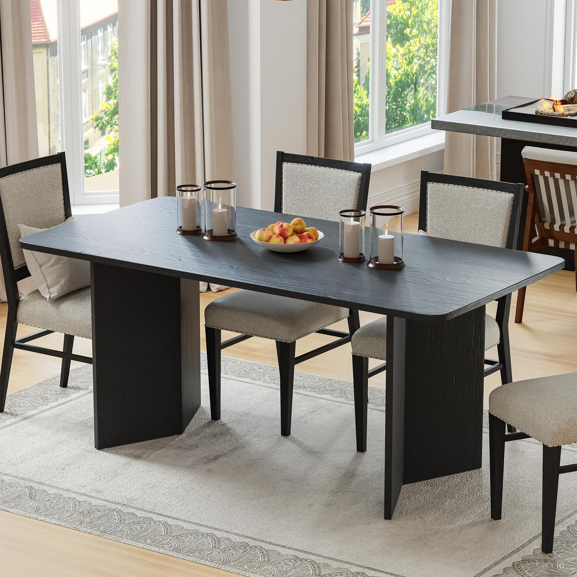 Photo 1 of *****************THIS DOES NOT INCLUDE ANY CHAIRS**************
Casaphoria 67" Dining Table for 6, Wood Kitchen Table with Scratch-Resistant Top & V-Shaped Base, Modern Farmhouse Rectangular Dining Table for Living Room, Kitchen, Easy Assembly, Black