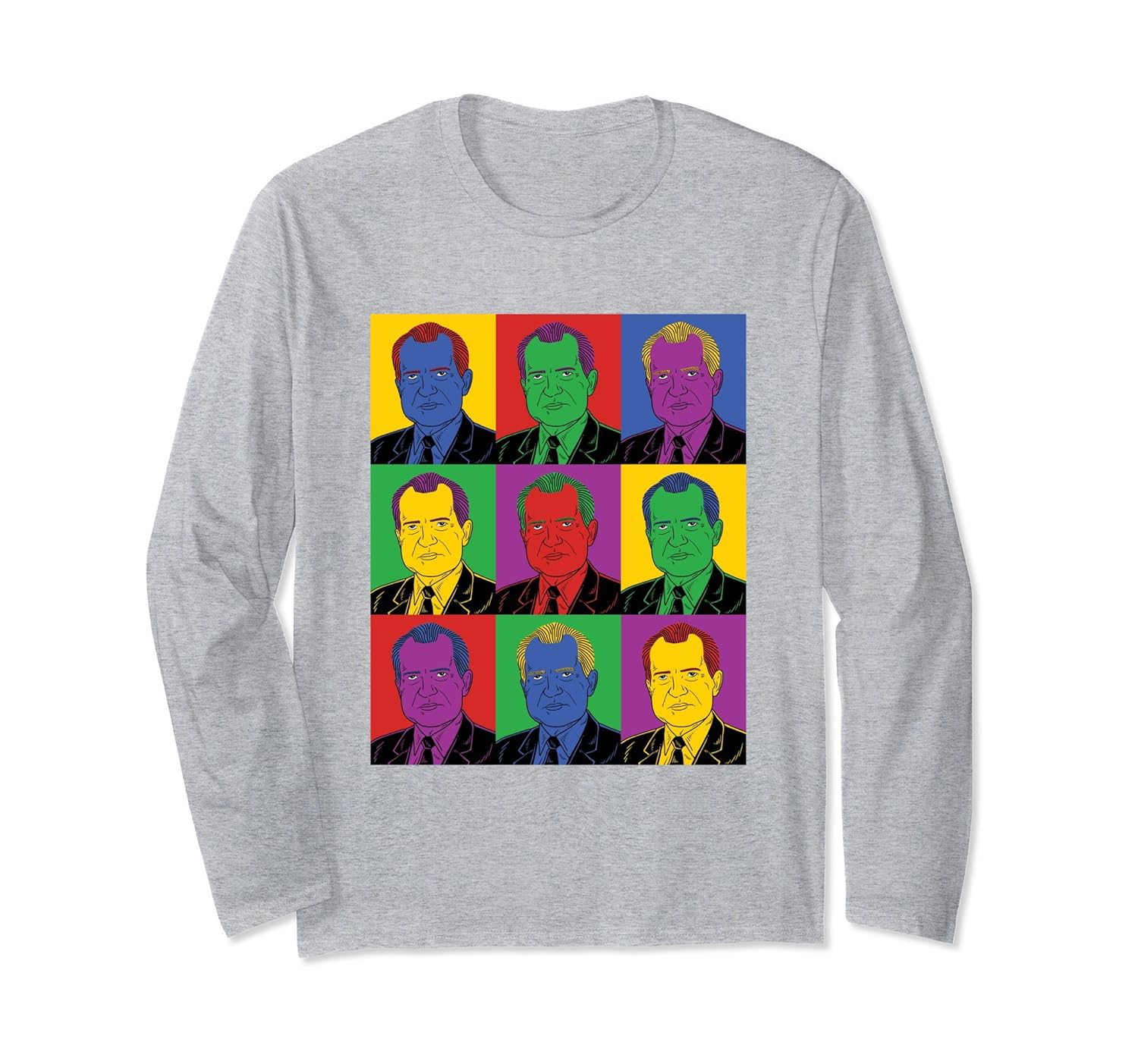 Richard Nixon Pop Art History Long Sleeve Shirt-Rose