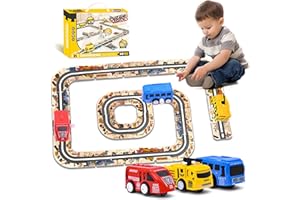MQDMINI Puzzle Track-Educational Play Set-Puzzle Racer Kids-44 PCS-Montessori Toys, DIY Puzzle Tracks with 3 Vehicles, Present for Toddlers for Kids 3 4 5 6 Year Old Boys Girls…