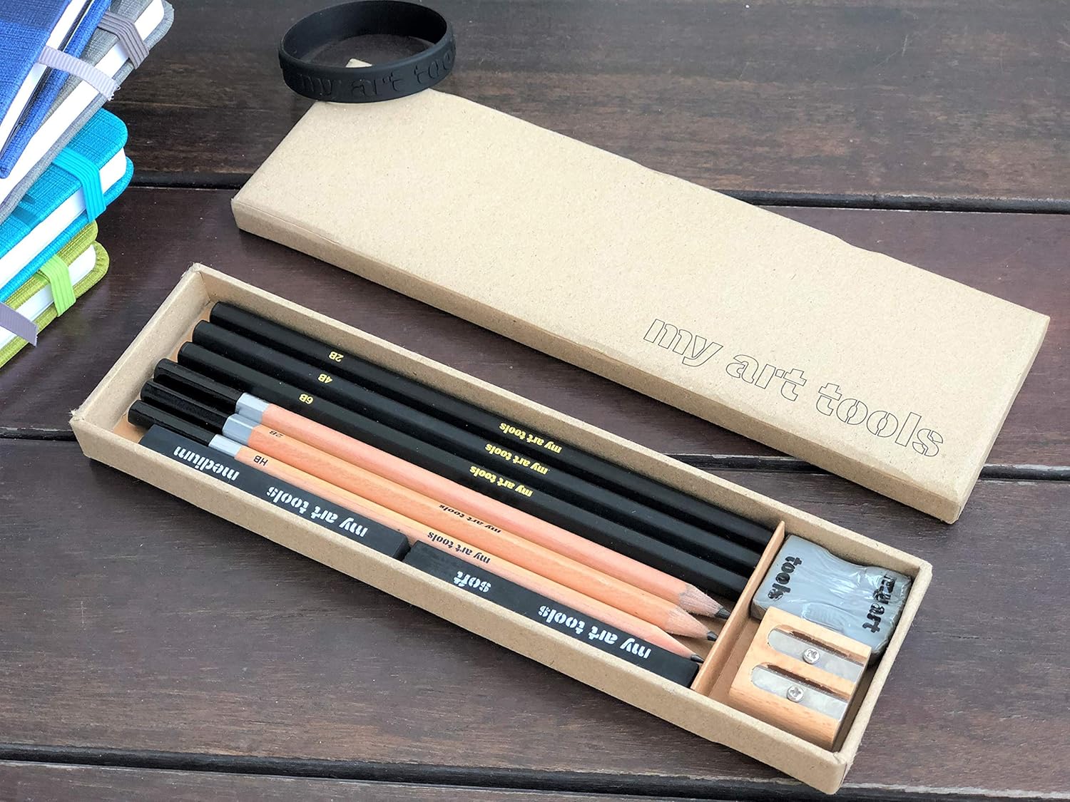 MY ART TOOLS Pencils Sets for drawing and sketching, 10 Pieces EACH kit-Perfect for any aspiring artist-Include Graphite and Charcoal pencils, Compressed Sticks and Sharpener, in 2 non plastic boxes : Office Products