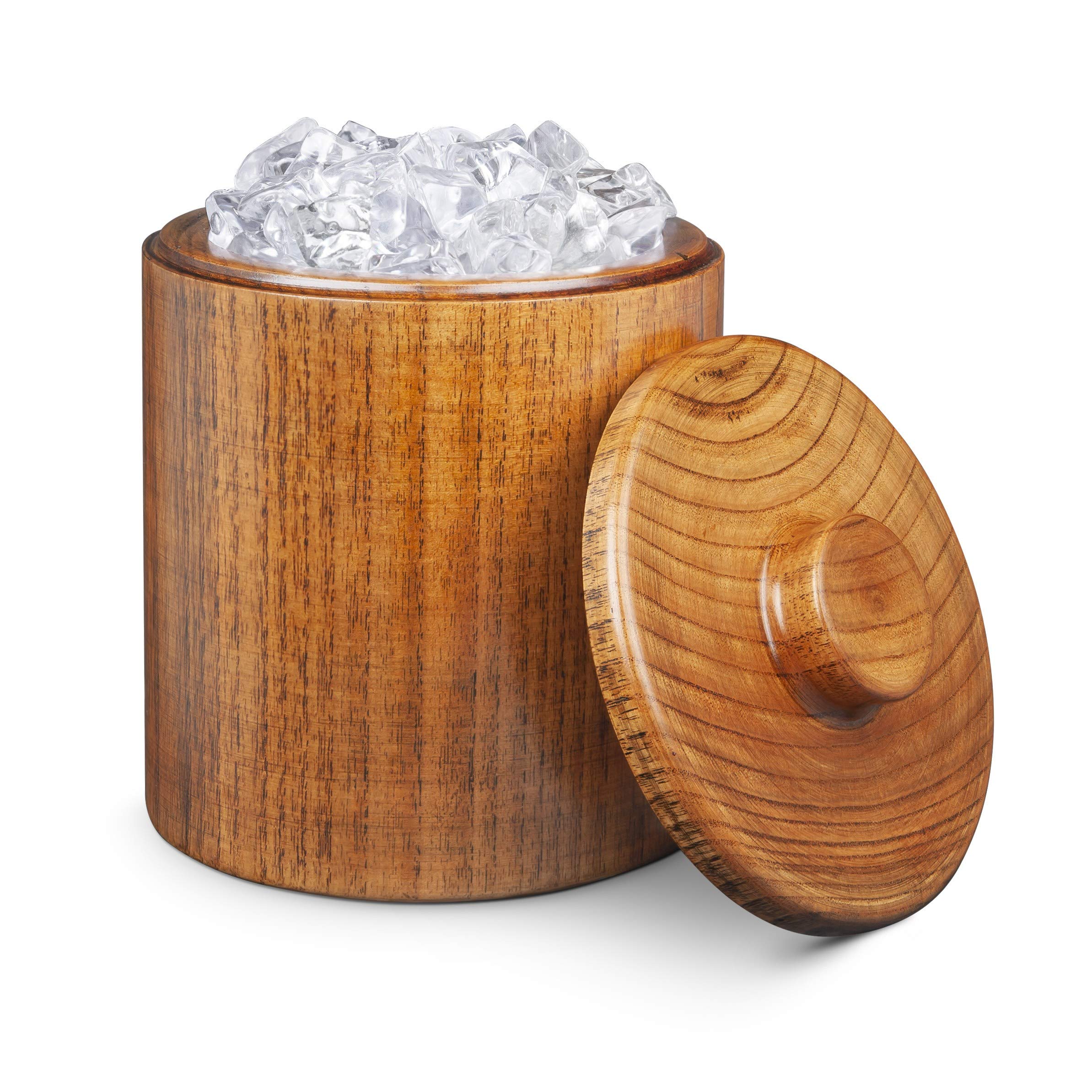 Final Touch Hand-Crafted Solid Wood Ice Bucket with Lid