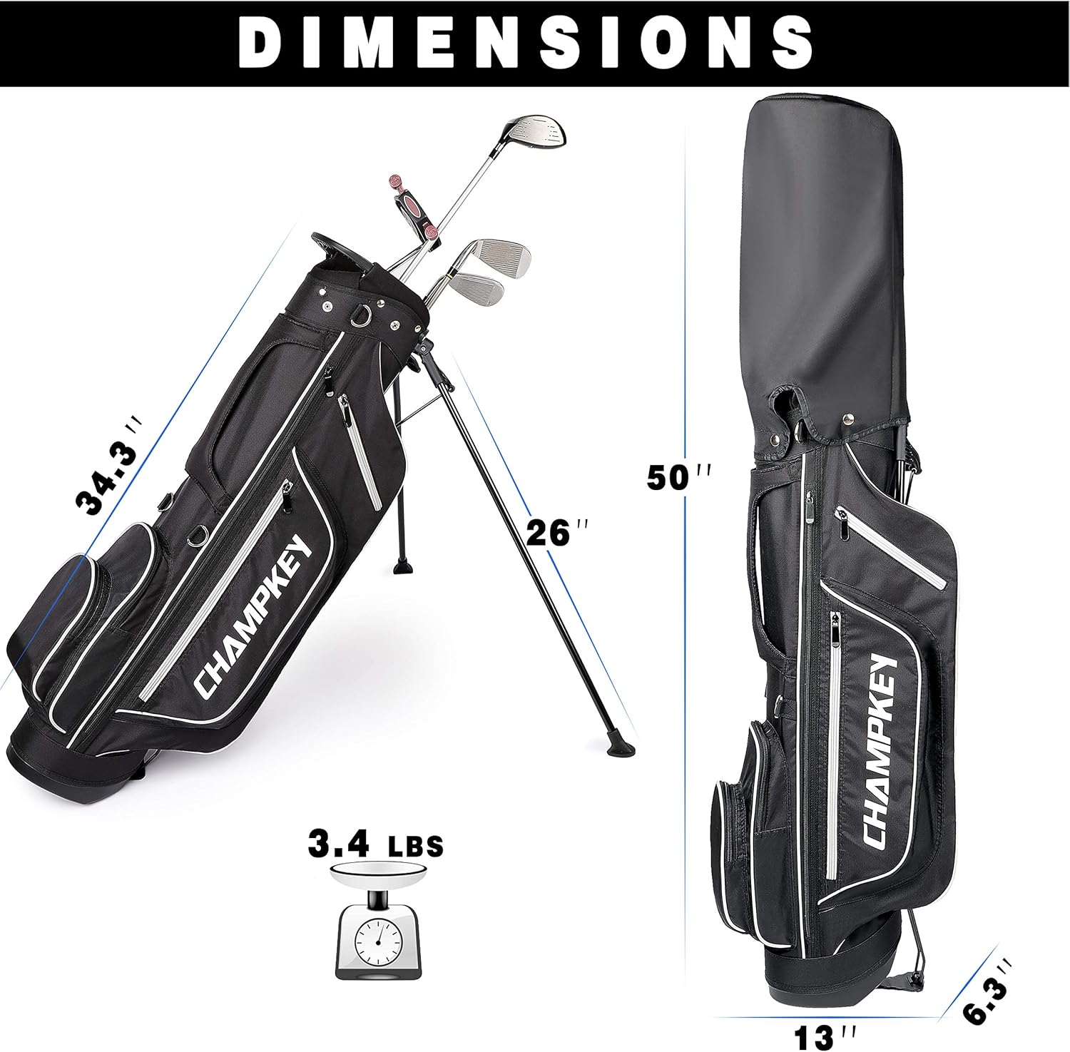 Champkey PRO Lightweight Golf Stand Bag - Easy to Carry & Durable Pitch Golf Bag – Golf Sunday Bag Ideal for Golf Course & Travel : Sports & Outdoors