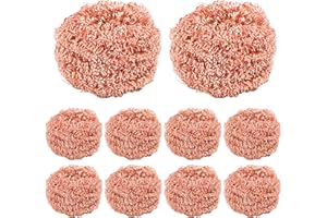 Scourers Sponges 10Pcs Copper Scrubber, Heavy-Duty Non Scratch Copper Sponge Reusable Scouring Pads for Cast Iron, Stainless 