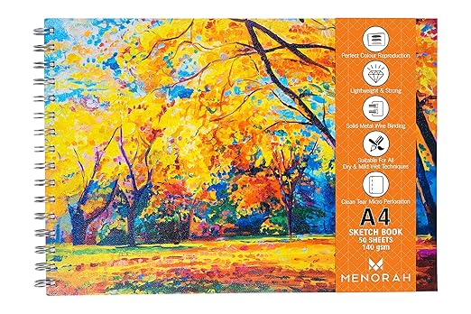 MENORAH - A4 Artist Sketch Book - Drawing Book- Perforated Paper-140 GSM- (50
