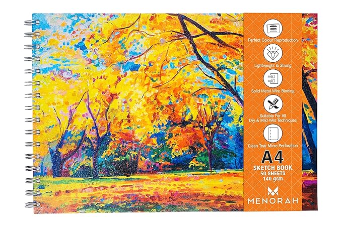MENORAH - A4 Artist Sketch Book - Drawing Book- Perforated Paper-140 GSM- (50