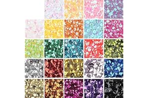 KIMOBER Lot de 16 000 paillettes rondes en vrac de 6 mm, 24 couleurs arc-en-ciel avec trous pour couture, loisirs créatifs, l