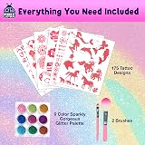 PURPLE LADYBUG Glitter Tattoo Kit for Kids 9 Colours 175 Designs Safe Temporary view 4