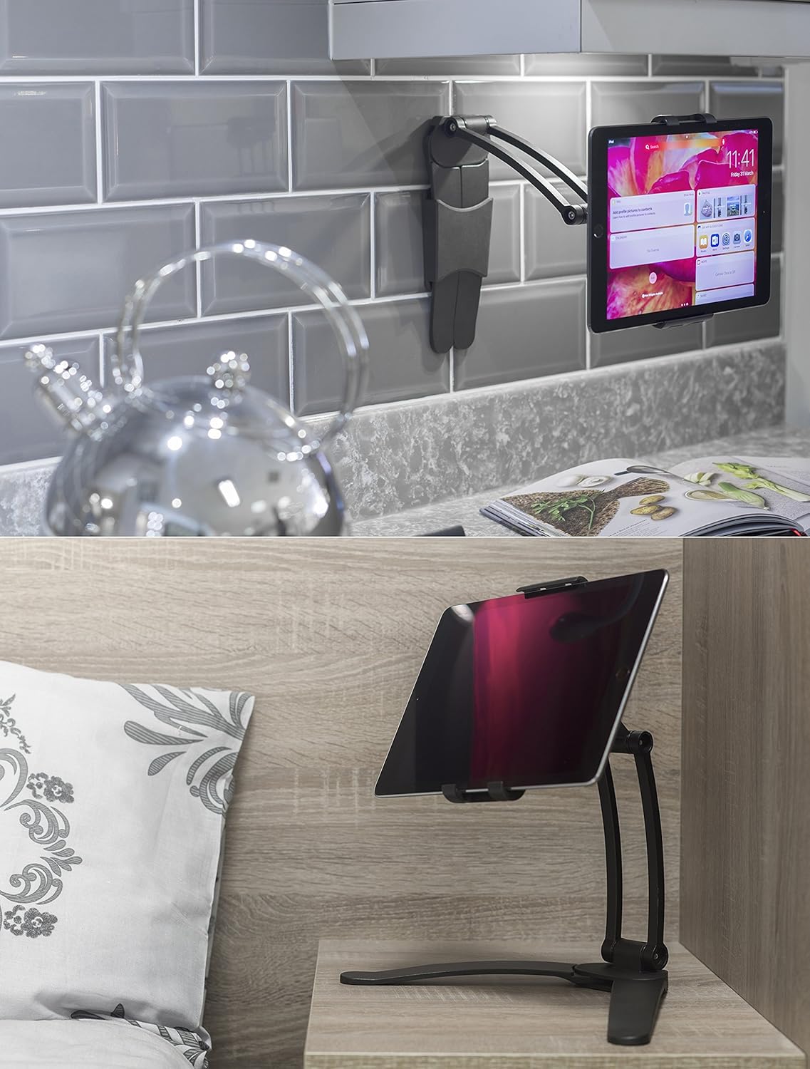 Desire2 Tablet Mount Stand 2 in 1, Ideal Holder for Kitchen Wall and Counter Top Compatible with iPad, Tablet 7 to 10 Inch - Image 3