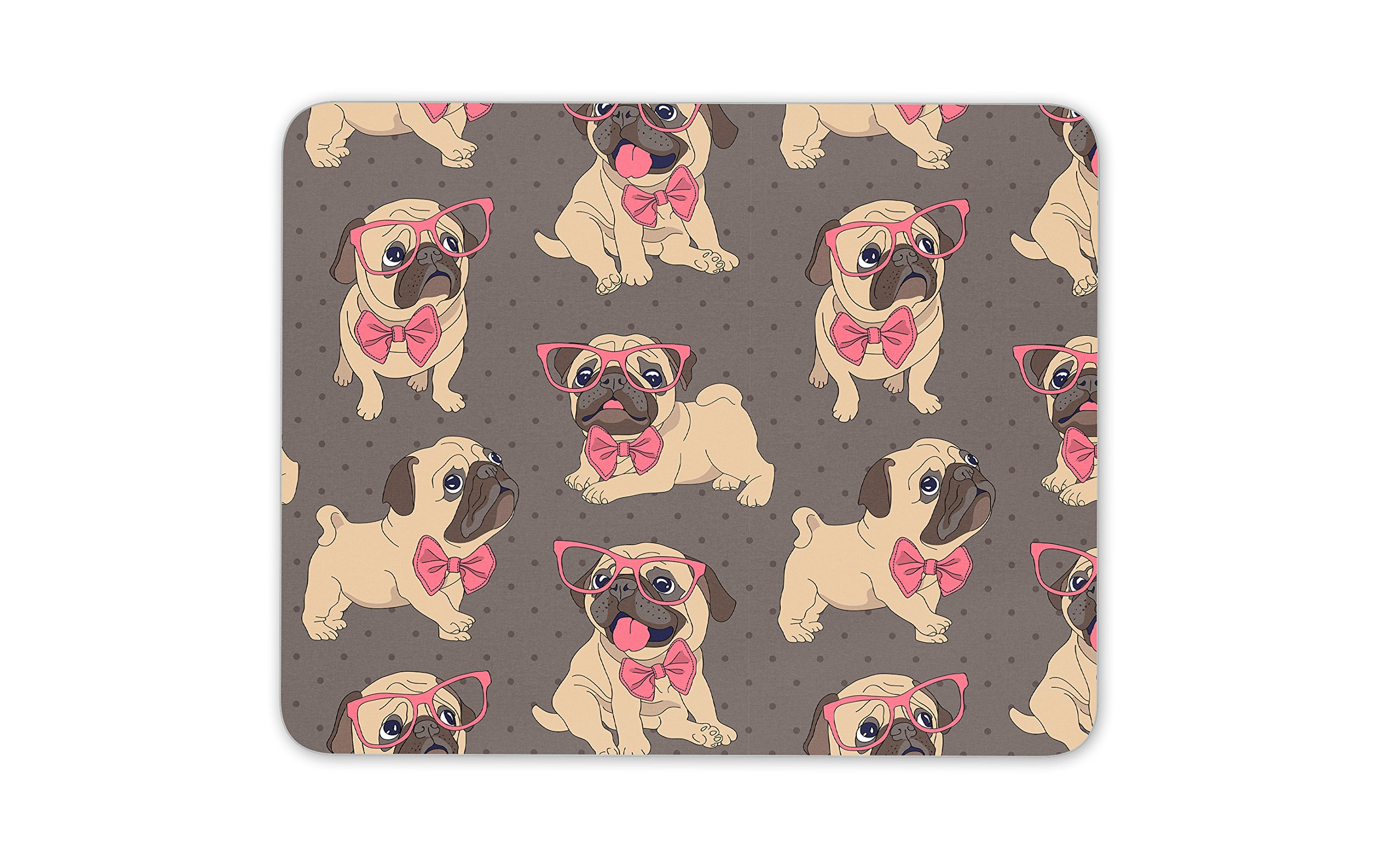 Cute Pug Dog Mouse Mat Pad - Pink Glasses Animal Mum Sister Gift Computer #13225
