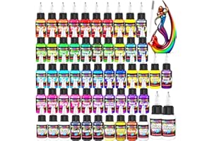 ERCORART Airbrush Paint - 54 Colors with 2 Airbrush Thinners, Ready to Spray Air Brush Painting Set, Water Based Acrylic Paint for Model, Car, Metal, Fabric, Artists Beginners 4 Types of Colors
