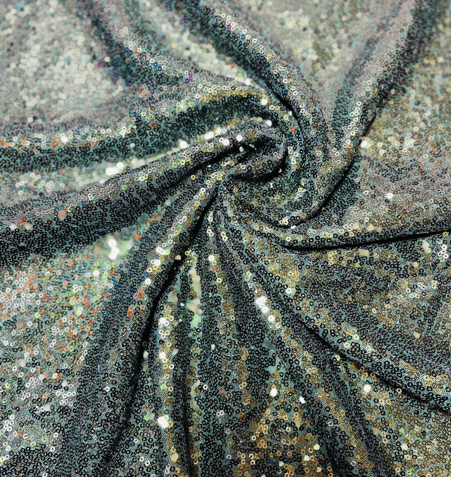 Sparkly Sequin Shiny Bling Decorations Dress Craft Fabric Material 58" Net with - 130cm Wide Sold As 1 Meter Pre - Cut Lengths (Available in 21 Colours) (Bottle Green)