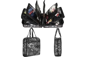 PACMAXI Sewing Accessories Storage Bag, Knitting, Craft Tools and Accessories Organizer, Roomy Carrying Bag for Sewing Tools and Accessories (White Tree with Black Background)