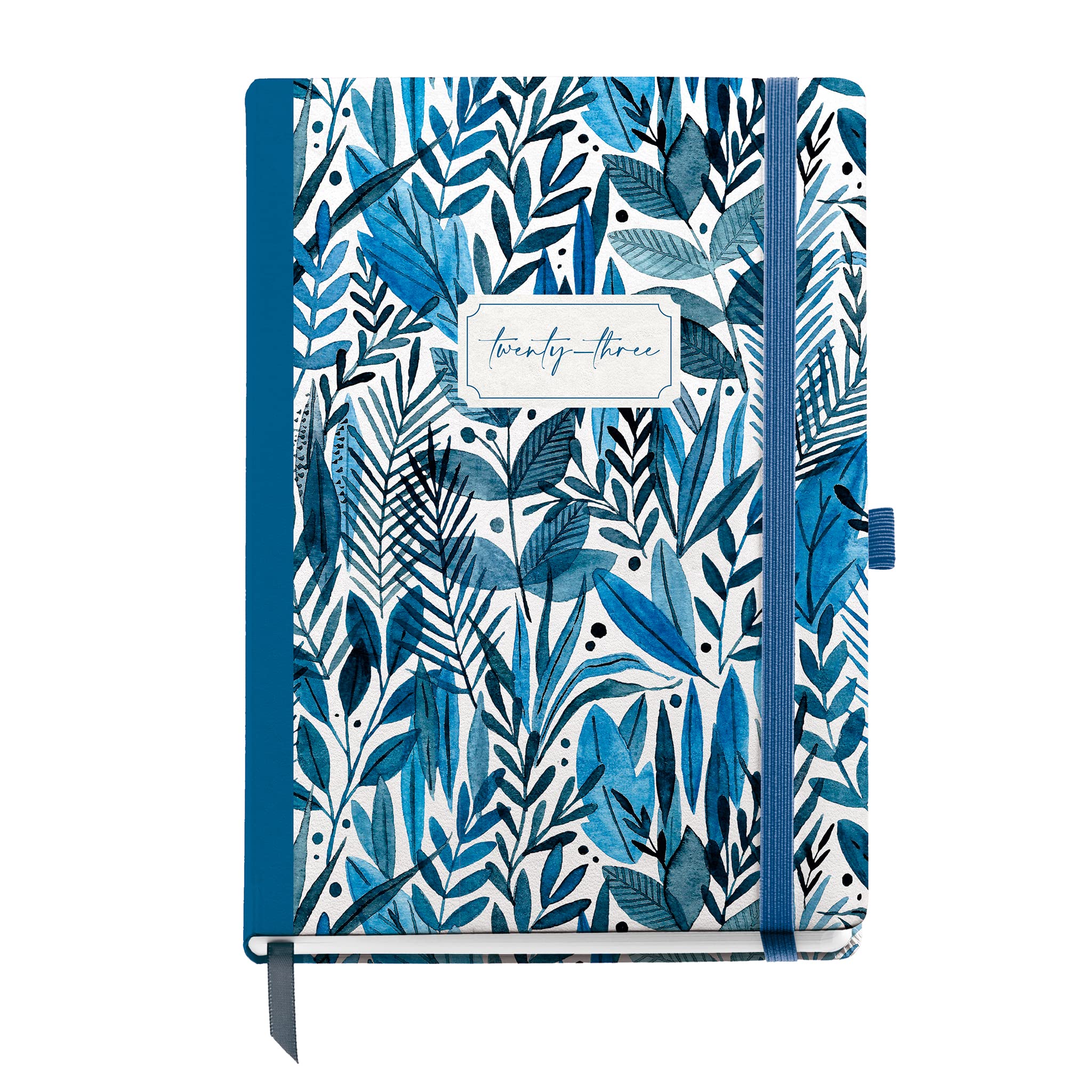Miquelrius - 2023 Year Planner - Day Page - Plus Size 155 x 213mm (Approx A5) - Hard Cover - Sewn Binding - Catalan, English and Portuguese - Blue Jungle